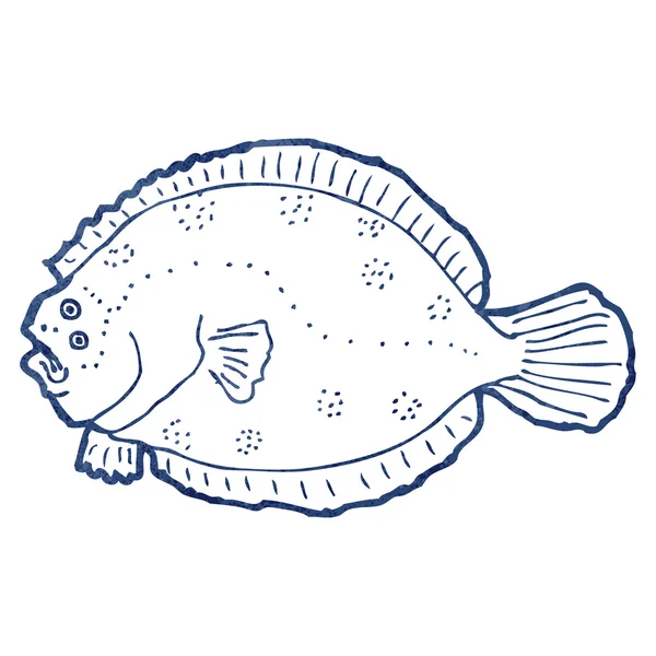 Línea de dibujos animados retro dibujo kipper — Vector de stock