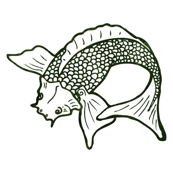 Ilustración retro japonés koi carpa tatuaje — Archivo Imágenes Vectoriales