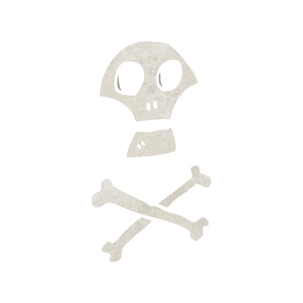 Retro kreslený lebka a zkřížené hnáty symbol — Stockový vektor
