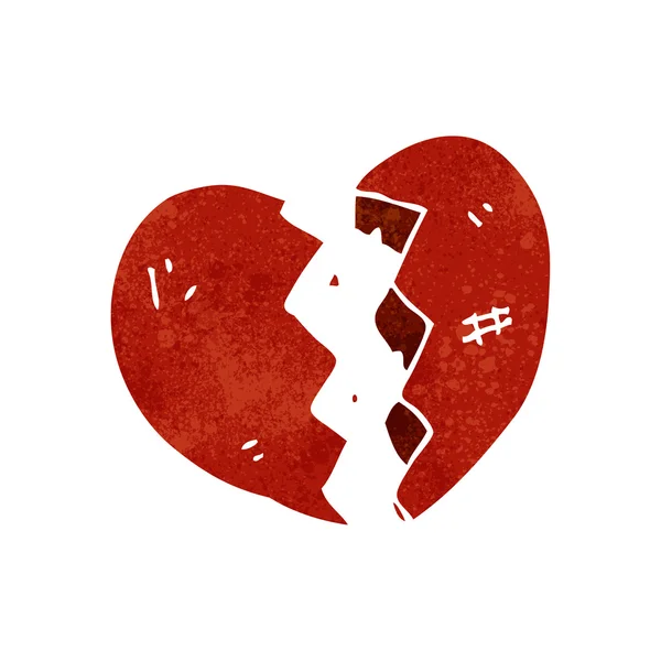 Retro cartone animato simbolo del cuore spezzato — Vettoriale Stock