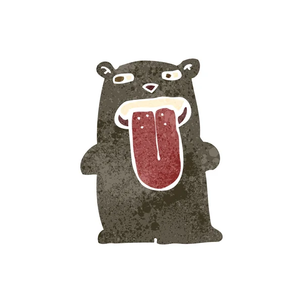 Rétro dessin animé brut petit ours — Image vectorielle