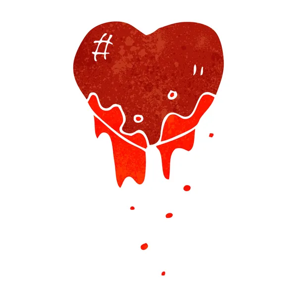 Retro dibujos animados símbolo del corazón sangriento — Vector de stock