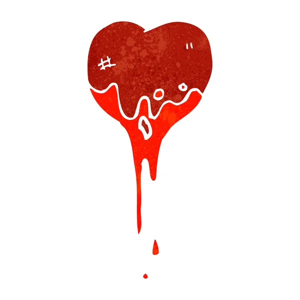 Retro dibujos animados símbolo del corazón sangriento — Vector de stock