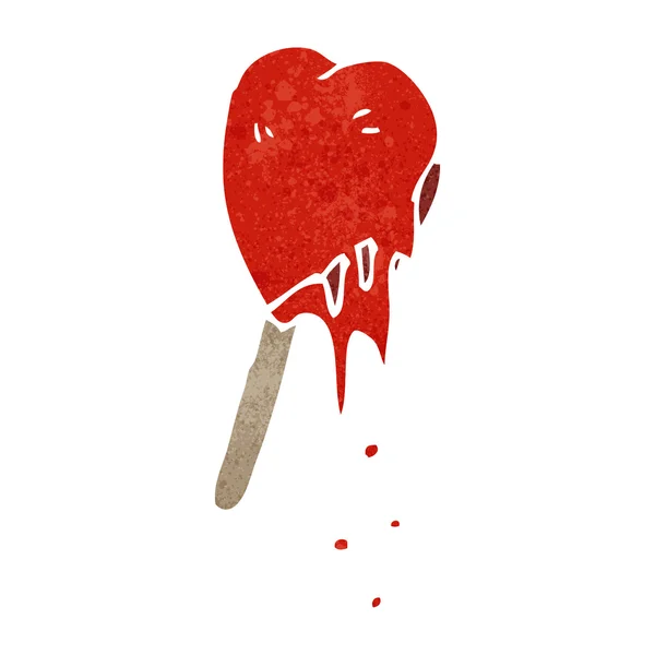 Lolly şeklinde retro karikatür kalp — Stok Vektör