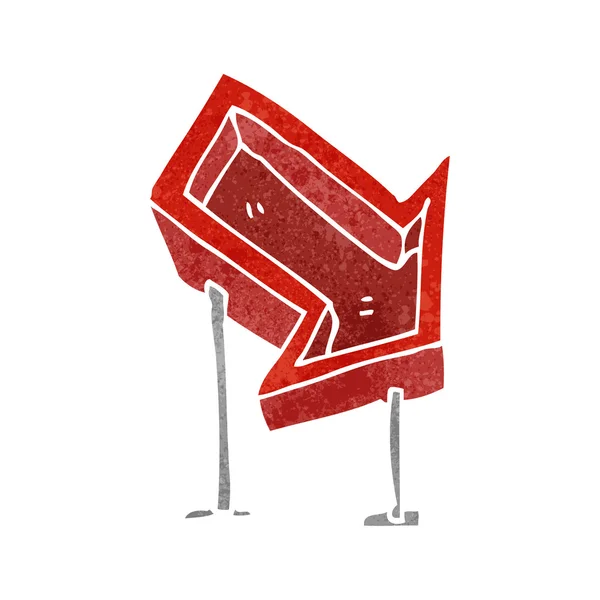 Retro dibujo animado apuntando símbolo de flecha — Vector de stock