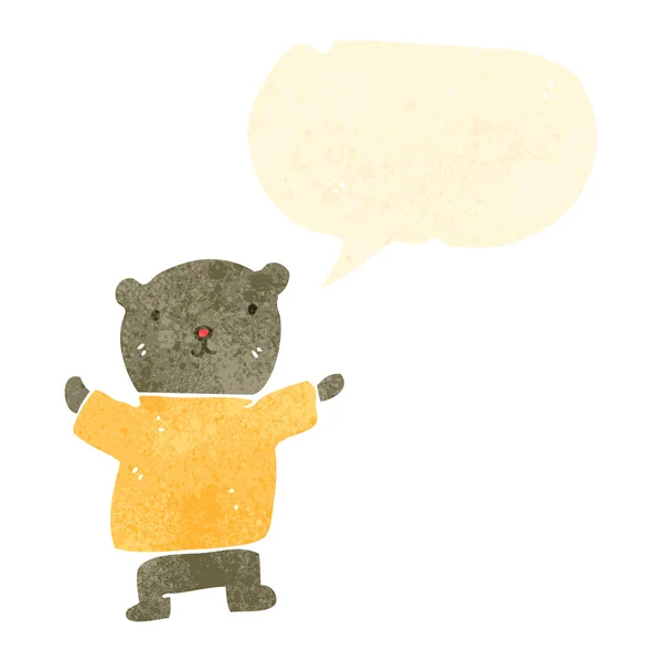 Retro cartoon teddy bear with speech bubble — Stock Vector