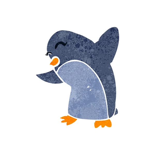 Pinguim retrô dos desenhos animados — Vetor de Stock