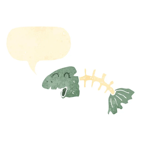 Caricatura retro hablando huesos de pescado — Vector de stock