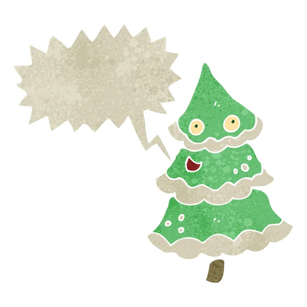 Retro cartone animato danza albero di Natale — Vettoriale Stock
