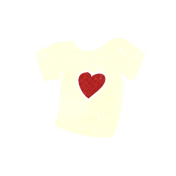 Retro cartone animato amore cuore t-shirt — Vettoriale Stock