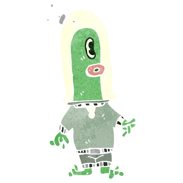 Desenhos animados retro monstro espacial alienígena —  Vetores de Stock