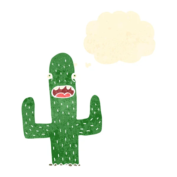 Cactus cartone animato retrò con bolla di pensiero — Vettoriale Stock
