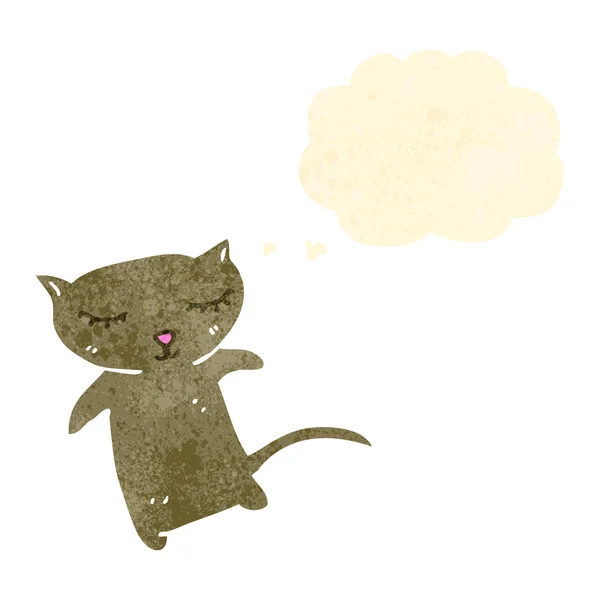 Gato de desenho animado retro com bolha de pensamento — Vetor de Stock