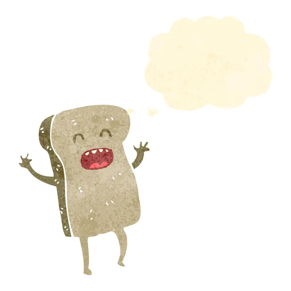 Personnage de toast dessin animé rétro avec bulle de pensée — Image vectorielle