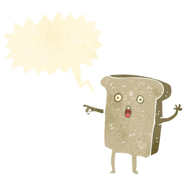Tranche de dessin animé rétro de personnage de pain grillé — Image vectorielle