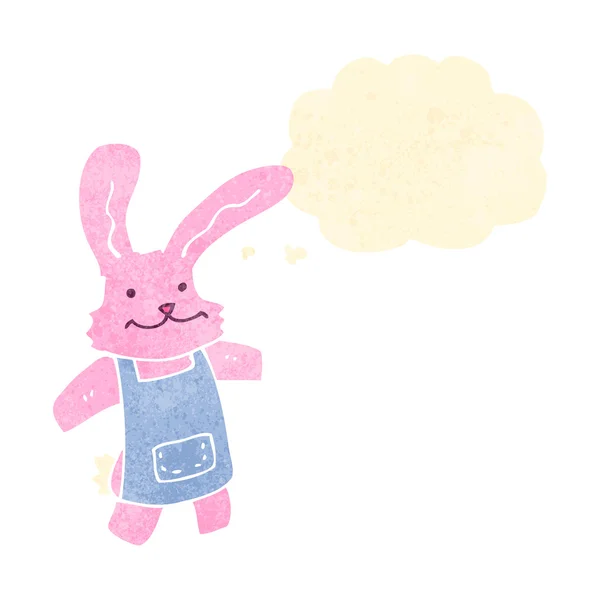 Retro cartoon pink toy rabbit — Stock Vector