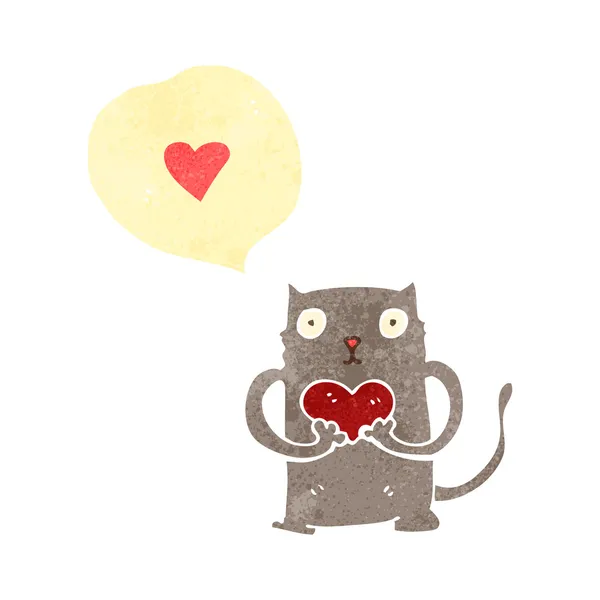 Retro cartoon cat in love — Stock Vector