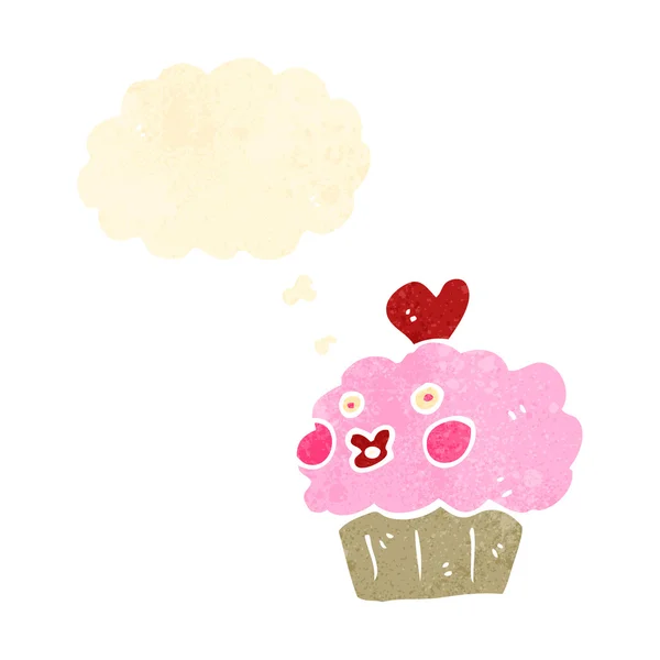 Cupcake dessin animé rétro — Image vectorielle