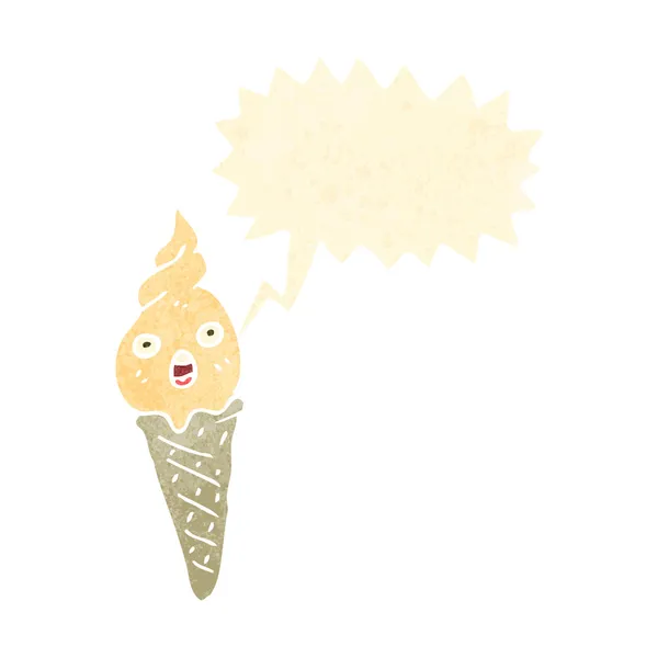 Retro cartoon talking ice cream — Stock Vector