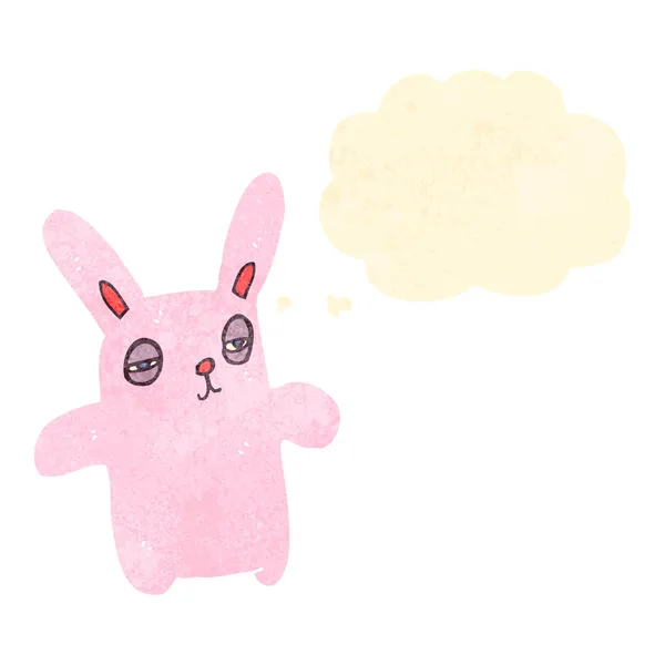 与复古卡通粉红色兔子觉得泡沫 — 图库矢量图片