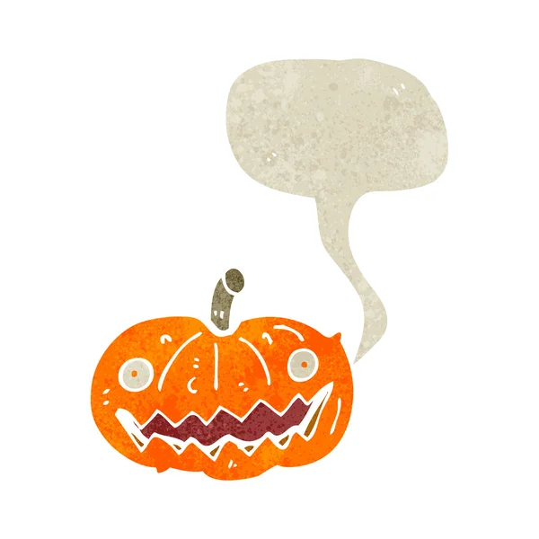 Retro kreslený halloween dýně s balónem — Stockový vektor