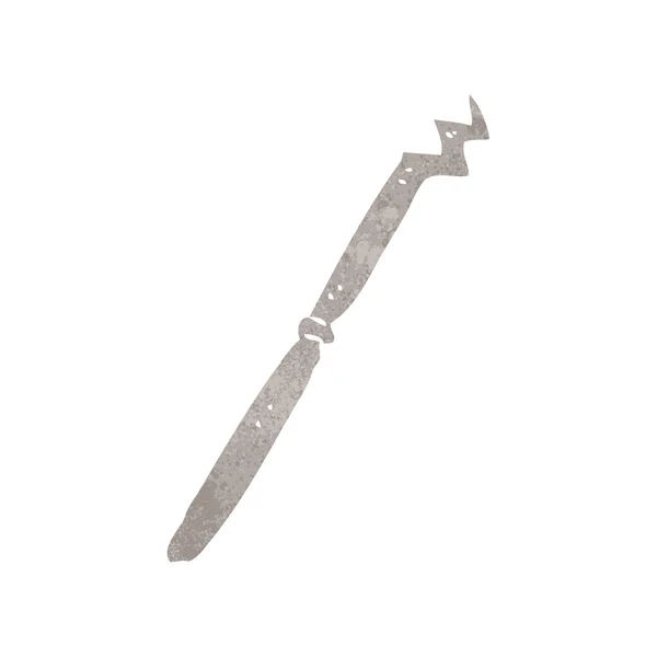 Retro cartoon bent old kitchen knife — Stock Vector