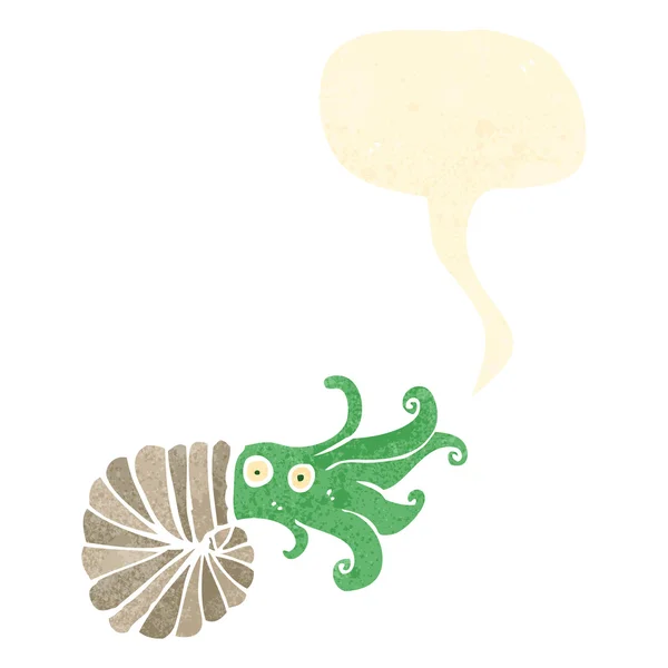 Caricature rétro nautilus calmar — Image vectorielle