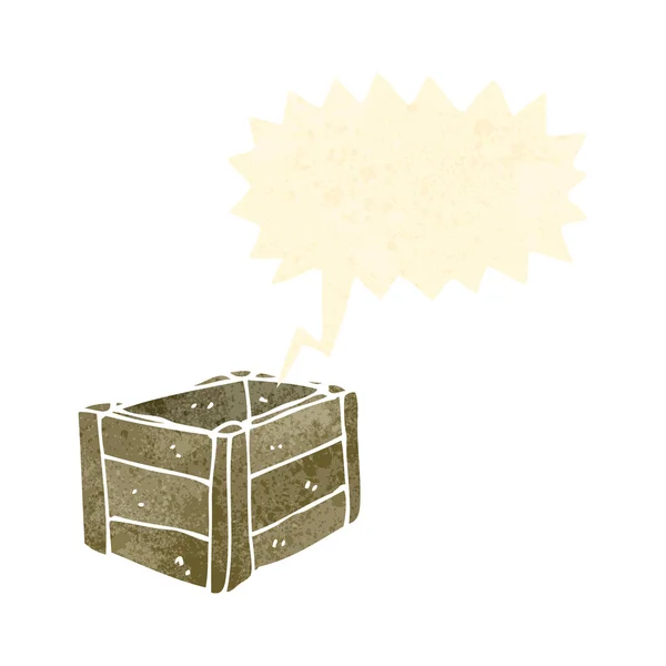 Retro cartoon wooden crate — Stock Vector