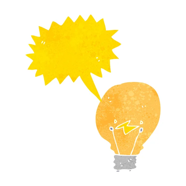 Rétro dessin animé ampoule idée symbole — Image vectorielle