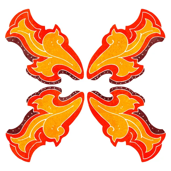 Rétro dessin animé élément décoratif feu — Image vectorielle