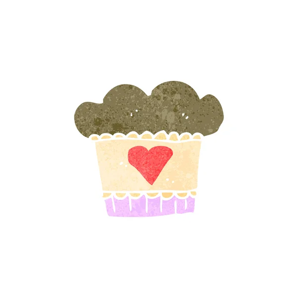 Cupcake dessin animé rétro — Image vectorielle