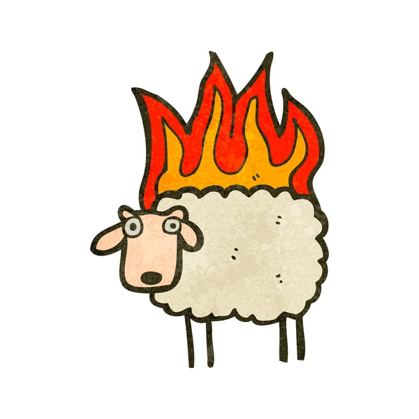 Retro tecknade fåren i brand — Stock vektor