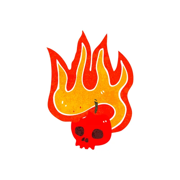 Retro cartoon vlammende skull-symbool — Stockvector