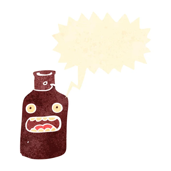 Retro cartoon schreeuwen wijn fles — Stockvector
