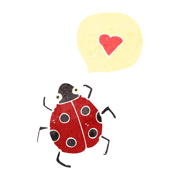 Retro desenho animado amor bug — Vetor de Stock