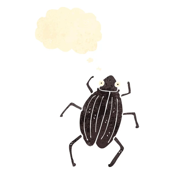 Kumbang retro kartun dengan gelembung pemikiran - Stok Vektor