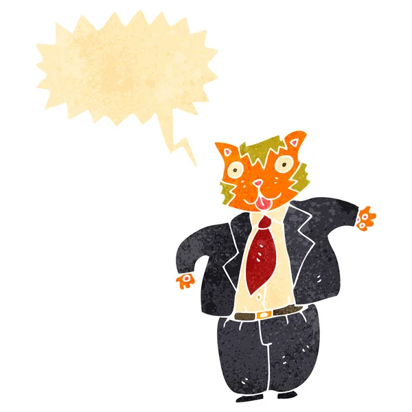 Retro cartoon gordura gato chefe — Vetor de Stock