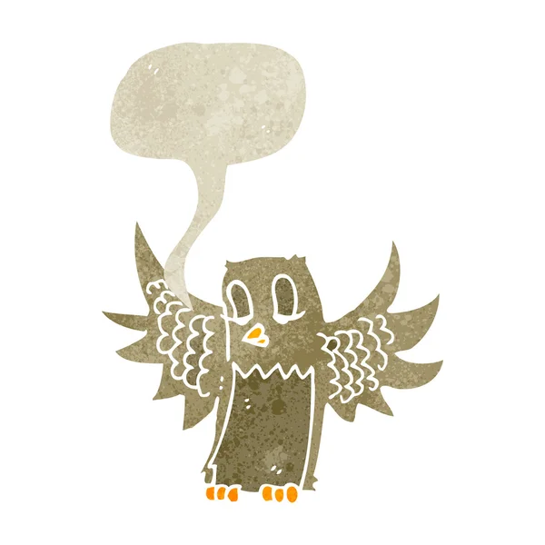 Owl with speech bubble,retro cartoon — Stock Vector