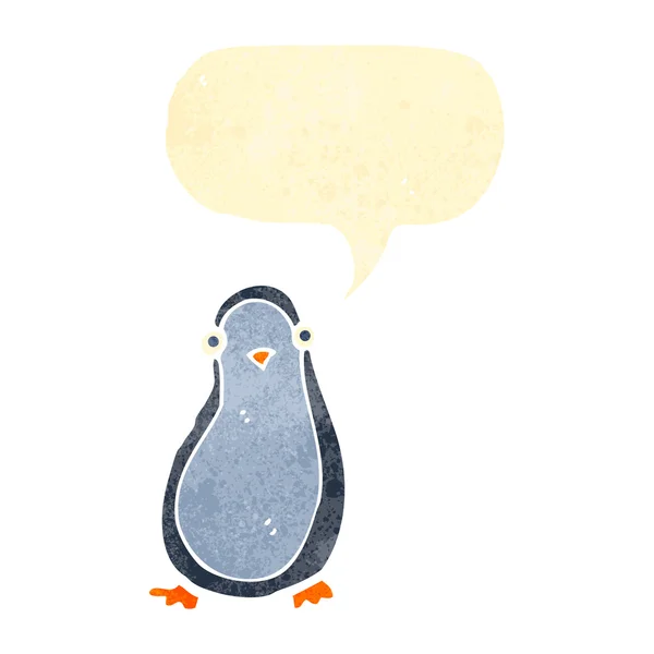 Pingüino de dibujos animados retro — Vector de stock