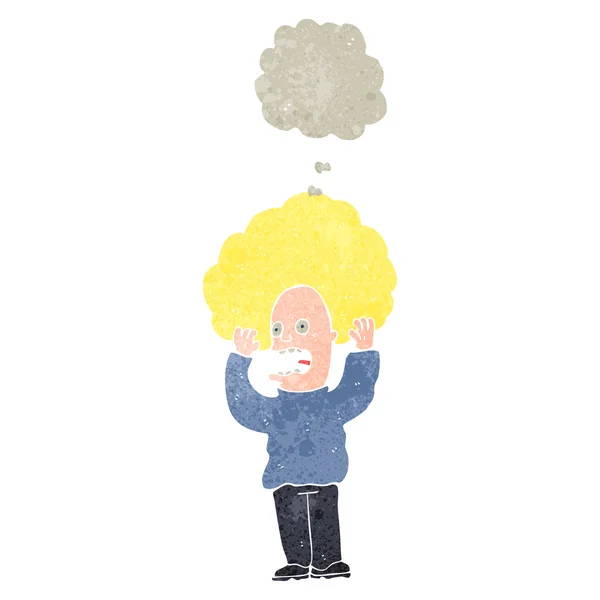 Hombre de dibujos animados retro con nube de pensamiento — Vector de stock