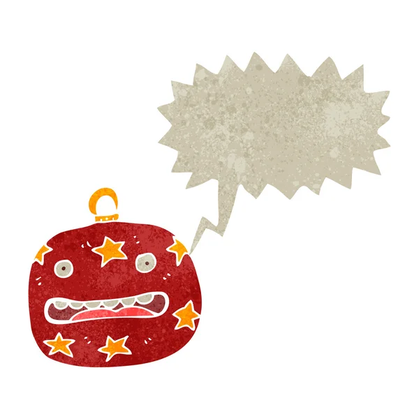 Retro cartoon xmas decoration with thought bubble — Stock Vector