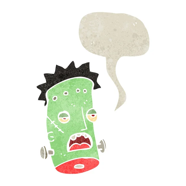 Retro cabeza de zombie de dibujos animados con burbuja de habla — Archivo Imágenes Vectoriales