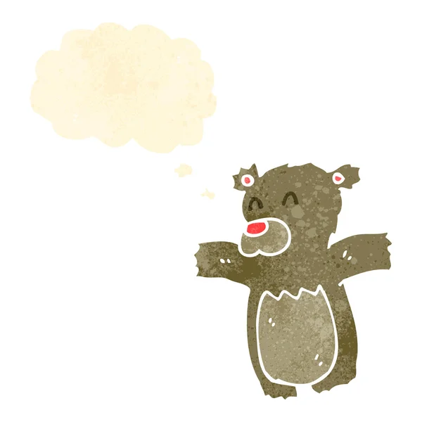 Ρετρό κινούμενα σχέδια αρκούδα με το συννεφάκι λόγου — Διανυσματικό Αρχείο