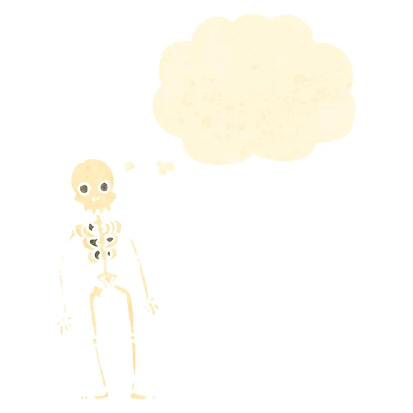 Retro desene animate gândire schelet — Vector de stoc