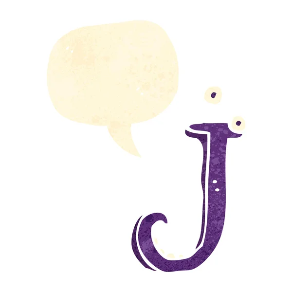 Retro cartoon letter j with speech bubble — Stock Vector