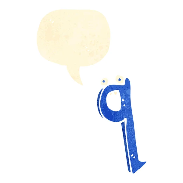 Retro karikatür harf q ile konuşma balonu — Stok Vektör