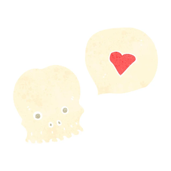 Retro tecknade skalle med kärlek hjärta — Stock vektor
