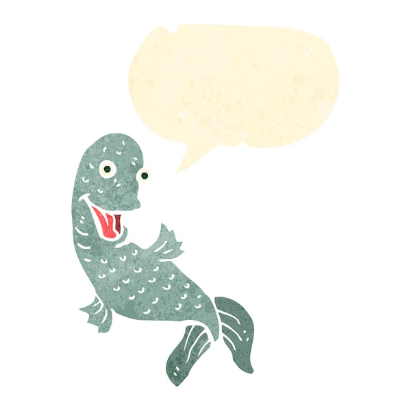 Retro cartoon fish with speech bubble — Stock Vector