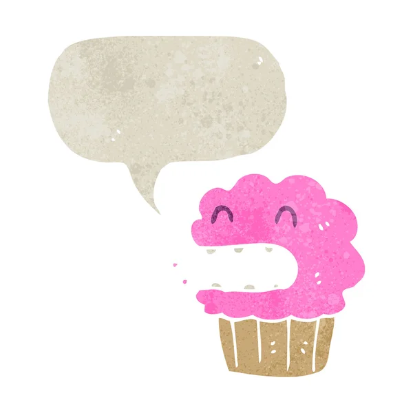 Retro karikatür kek ile konuşma balonu — Stok Vektör