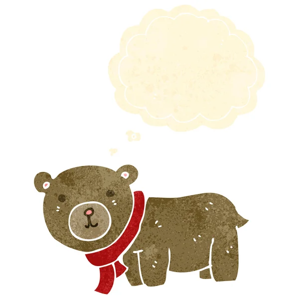 Retro karikatury medvídek s myšlenkou bublina — Stockový vektor